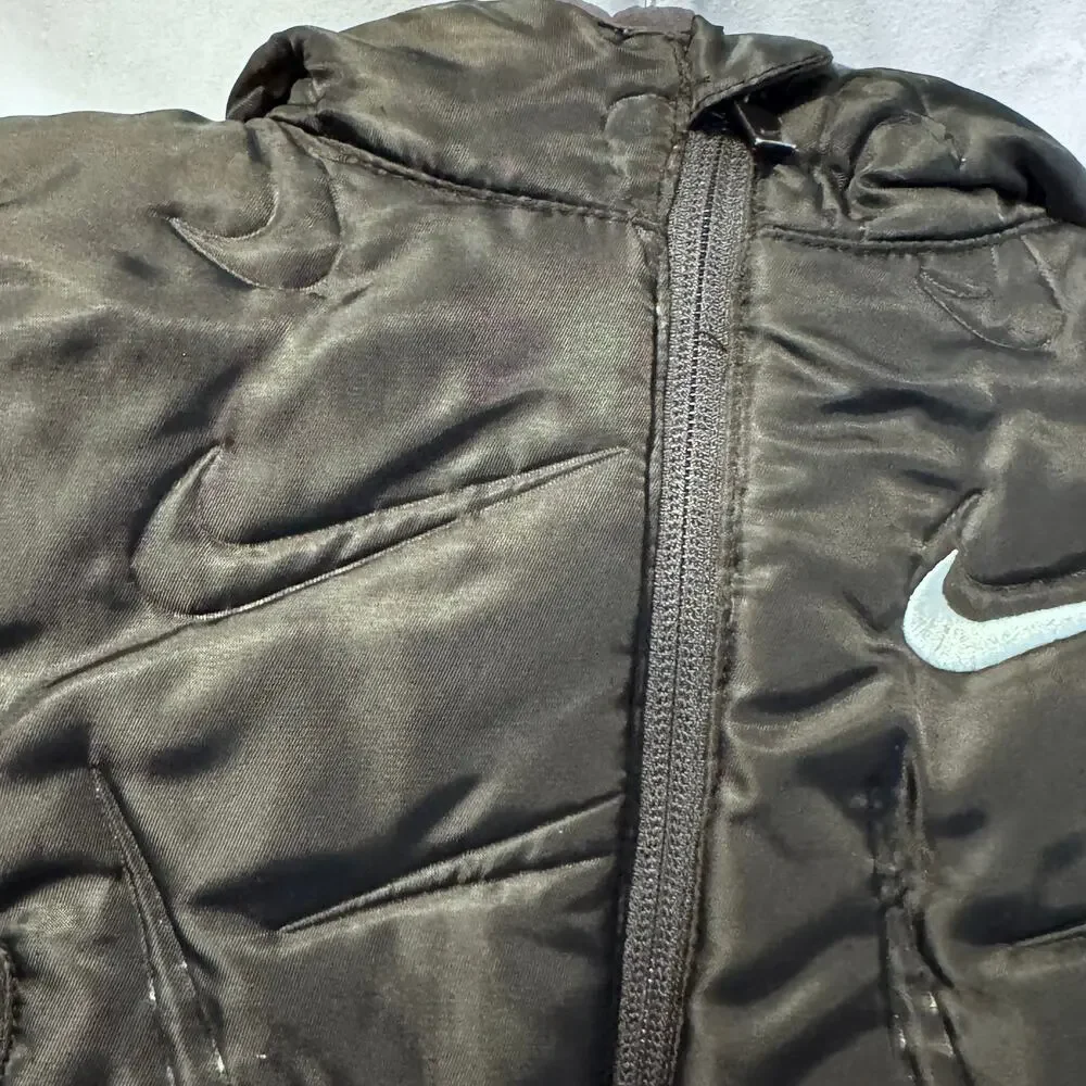 Nike Toddler 2T Black Embossed Swoosh Hooded Puffer Jacket Coat Streetwear